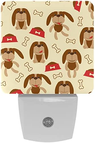  2 Pack Plug-in Nightlight LED Night Light Lovely Little Dog Bone Dog Food With Dusk-to-Dawn Sensor For Kids Room
