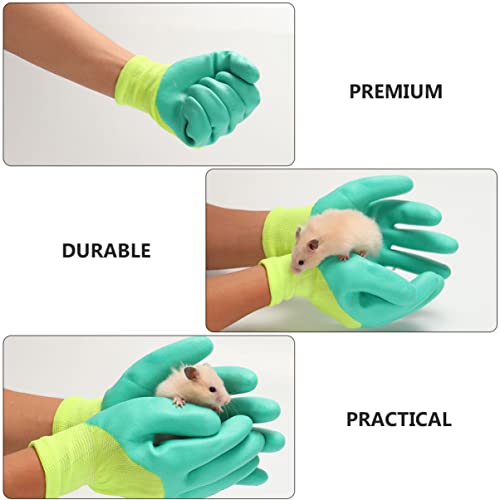  ULTECHNOVO 4pairs Squirrels Cat Training Premium Lover Yellow, Green For Glove: Hedgehog Bird Thickening Bite Handling Yellow Parrot Pet Rubber Glove - Bite Hamster - Scratch Hand