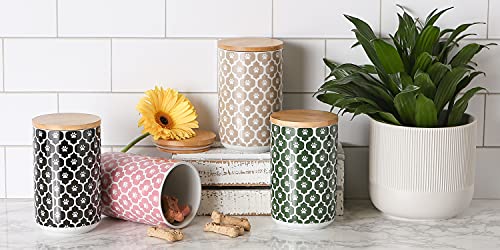  Bone Dry Lattice Collection Pet Bowl & Canister, Treat Canister, 4x6.5 Inches, Black