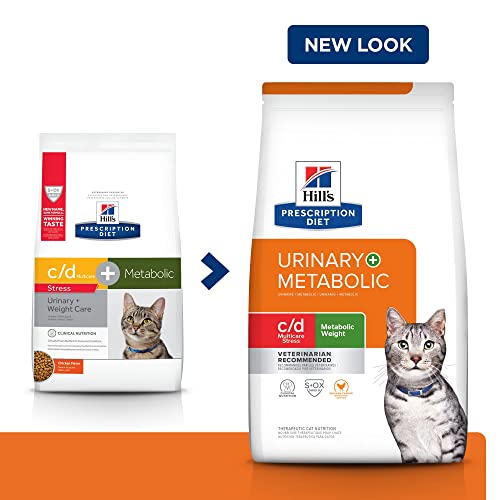  Hill's Prescription Diet C/d Multicare Stress + Metabolic, Urinary Stress + Weight Care Chicken Flavor Dry Cat Food, Veterinary Diet, 6.35 Lb. Bag