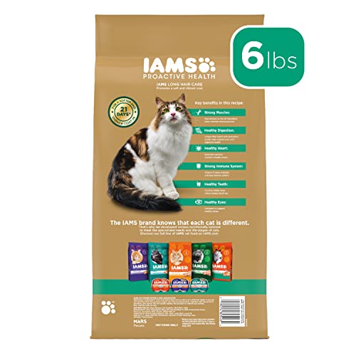  Iams Proactive Health Long Hair Care Adult Dry Cat Food With Real Chicken, 6 Lb. Bag