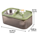  KHONSU PET Cat Water Fountain, Pet Food Bowl, Super Quiet Automatic Water Fountain, 3L/101ozAutomatic Flower Fountain & Stainless Steel Bowl With Smart Pump And 3 Replacement Filters, (Green)