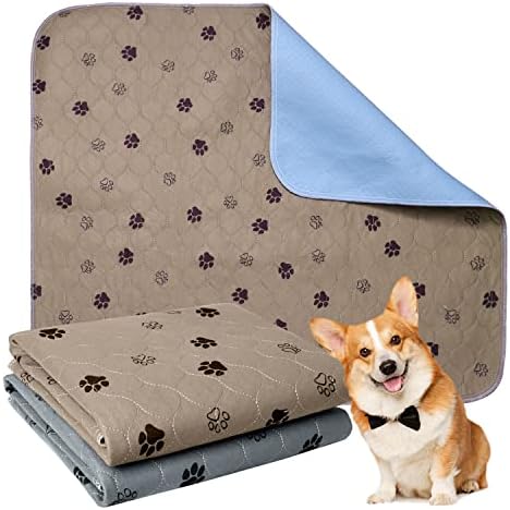  Pee Pads For Dogs Reusable Washable,2 Pack Well Made Dog Training Waterproof Pet Pads For Dog Bed Mat,Puppy Pads Extra Large ,Leak Proof Super Absorbent Whelping Pads ,48x60 Inch,Brown+Gray