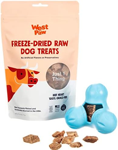  WEST PAW Dog Chew Toy And Puppy Training Treats Bundle, Zogoflex Tux Treat Dispensing Dog Chew Toy, Granny Smith, Small And Beef Heart Freeze-Dried Raw Dog Treats, Made In USA