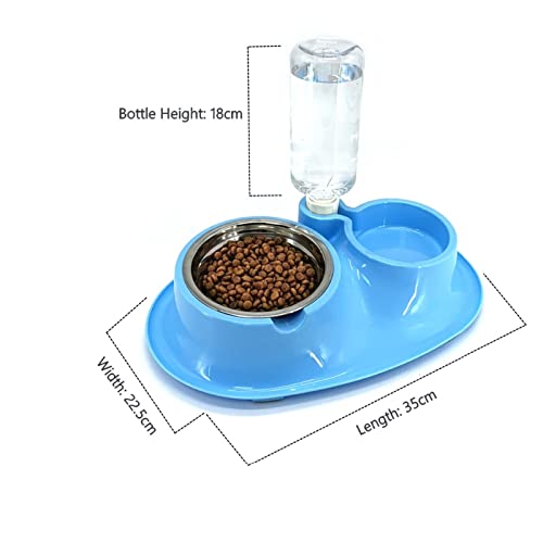  AYENCI Cat Automatic Water, Double Use Pet Feeder System With Water Bottle Cat Bowl Dog Bowl For Pet Feeding (Color : Blue)