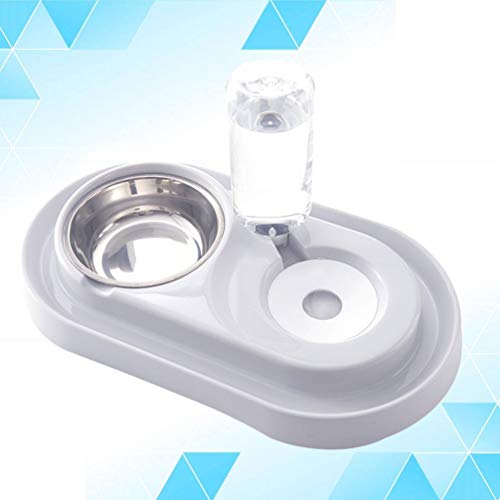  POPETPOP Pet Food Bowl Doubled Feeding Bowls Dog Bowl Dish Water Feeder Dispenser Food Feeding Bowl With Water Bottle For Dog Cat Auto Feeder