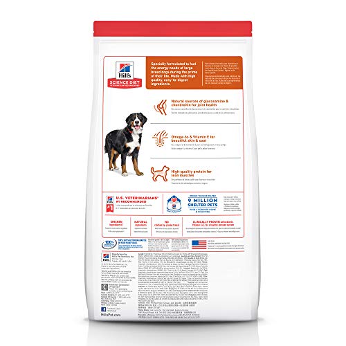  Hill's Science Diet Dry Dog Food, Adult, Large Breed, Chicken & Barley Recipe, 15 Lb. Bag
