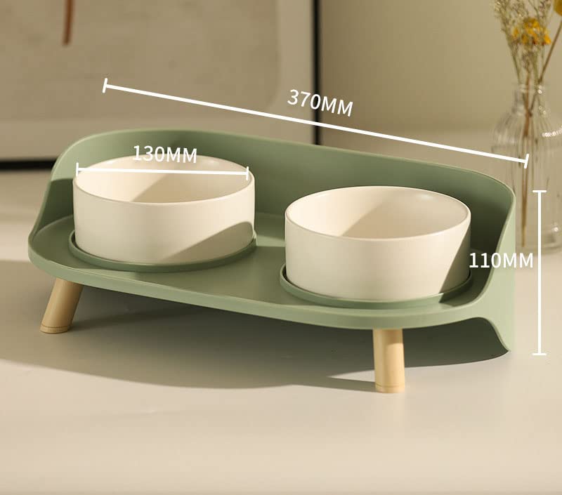  A4DOG Dog Bowl, Small Dog For Food And Water Elevated Ceramic Dog Bowls With Stand Raised Dog Cat Bowl Set Splash Proof Dog Water Bowl Dog Feeding Station For Small Medium Dog, Cat, Puppy Green
