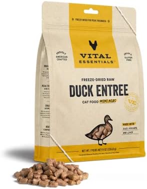  Vital Essentials Freeze Dried Cat Food, Beef & Chicken Mini Nibs 8 Oz