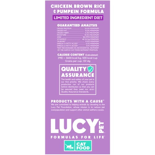  Lucy Pet Products Pet Chicken, Brown Rice & Pumpkin, LID Cat Food 4lb