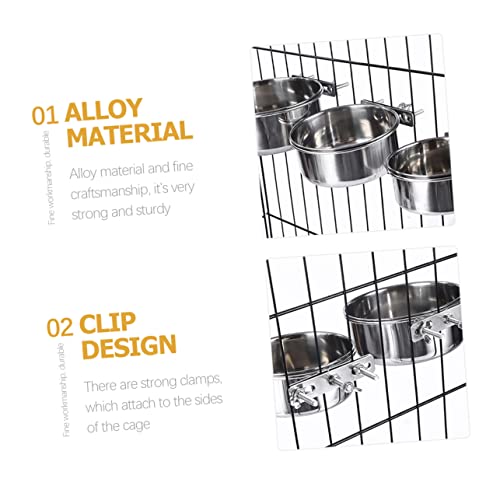  Bird Cage Mount Bowl Bunny Food Rabbit Food 6 Pcs Feeder Silver Stainless Steel Alloy Stainless Steel Dog Bowls Pet Feeder Metal Bird Feeder