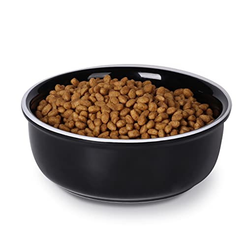  GDCZ Ceramics Raised Small Dog Or Cat Bowls For Pet Food 15 Ounces (Black)