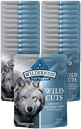  Blue Buffalo Wilderness Trail Toppers Wild Cuts High Protein, Natural Wet Dog Food Variety Pack, Chicken And Beef Bites, 3-oz Pouch, 12 Count