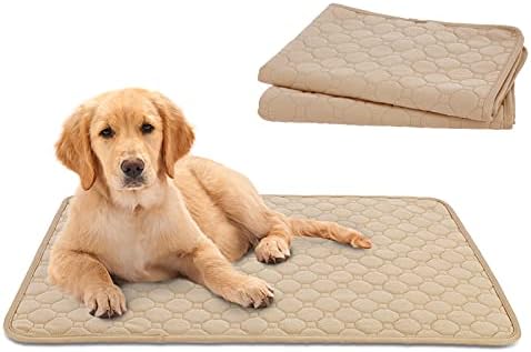  SONGBIRDTH 2Pcs Dog Training Pads Washable Waterproof Dog Pad, Reusable Travel Mats With Anti-Slip Bottom For Puppies Cats Rabbits Khaki M