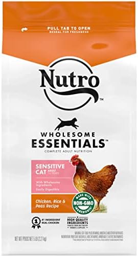  NUTRO WHOLESOME ESSENTIALS Natural Dry Cat Food, Indoor Cat Adult Chicken & Brown Rice Recipe Cat Kibble, 5 Lb. Bag