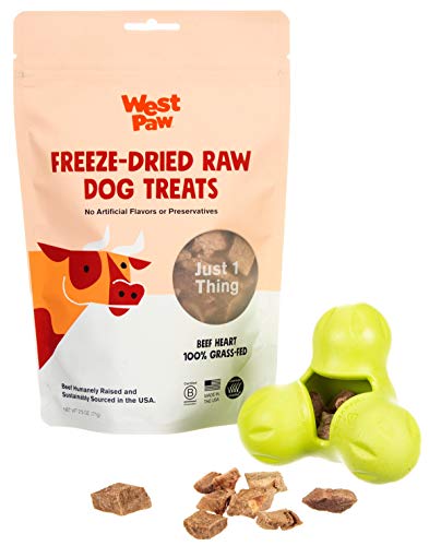  WEST PAW Dog Chew Toy And Puppy Training Treats Bundle, Zogoflex Tux Treat Dispensing Dog Chew Toy, Granny Smith, Small And Beef Heart Freeze-Dried Raw Dog Treats, Made In USA