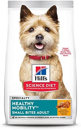  Hill's Science Diet Dry Dog Food, Adult, Healthy Mobility Small Bites, Chicken Meal, Brown Rice & Barley Recipe, 4 Lb. Bag