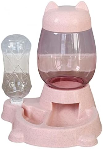  AACARB Cat Water Dispenser, Pet Automatic Drinking Fountain Dual-Use Food Bowl Water Bottle Dog Cat Feeder (Color : Pink)