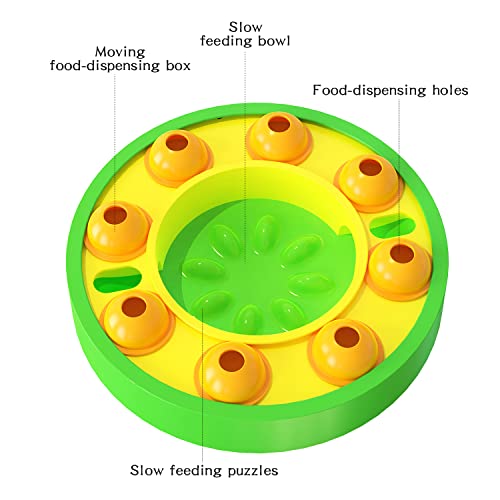 GENERIC Dog Cat Puzzle Toys, Cat Kitten Brain Toys Mentally Stimulation Toys Puzzle Feeder, Interactive Dog Cat Toys, Treat Dispenser Chew Toy Games, Dispensing Bowl Gifts For Puppy (Green And Yellow)
