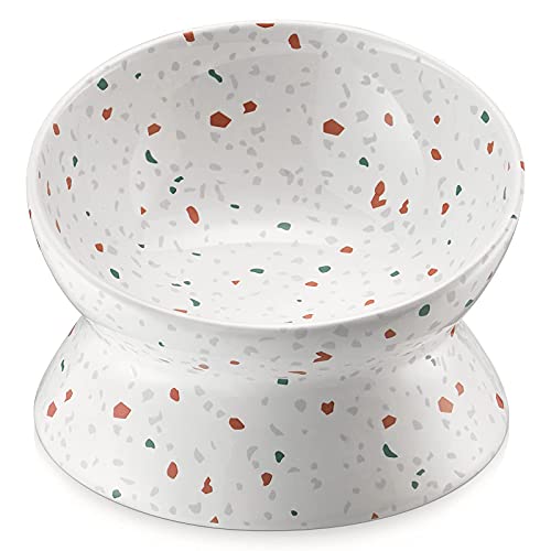  Y YHY Elevated Cat Bowls Anti-Vomiting, Tilted Raised Cat Bowl, Ceramic Cat Bowls For Flat Faced Cats, Small Dogs, Protect Pets Spine, Dishwasher And Microwave Safe
