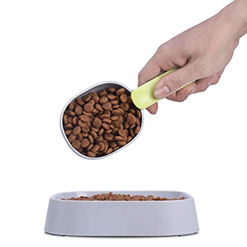  TEHAUX Pet Water Dispenser -5pcs Convenient Pet Dog Cat Food Shovel Scoop Useful Feeder Tool Small Pet Dog Cat Supplies (Gray Green, White Blue, White Gray, Blue Pink, Coffee Pink Each 1PC)