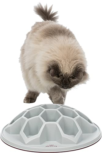  TRIXIE Cat Activity Slow Feeder - Bee Hive Design, Cat Bowl, Cat Food Plate, Pet Feeding Bowl, Helps Stop Bloat, Prevents Obesity, Improves Digestion, White