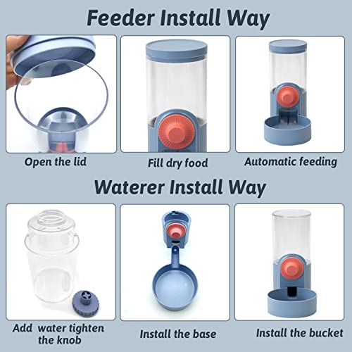  BNOSDM Rabbit Automatic Food Feeder Hanging Gravity Bunny Food Dispenser Small Animals Self Feeding Bowl For Cages 30 Oz Capacity Container For Ferret Rabbits Kittens Punnies