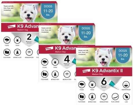  K9 Advantix II Medium Dog Vet-Recommended Flea, Tick & Mosquito Treatment & Prevention | Dogs 11-20 Lbs. | 2-Mo Supply