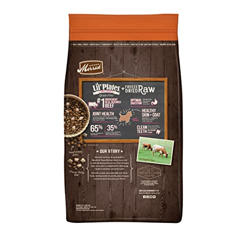  Merrick Lil' Plates Small Breed Dog Food, Grain Free Real Texas Beef And Sweet Potato With Raw Bites Recipe, Small Dog Food - 4 Lb. Bag