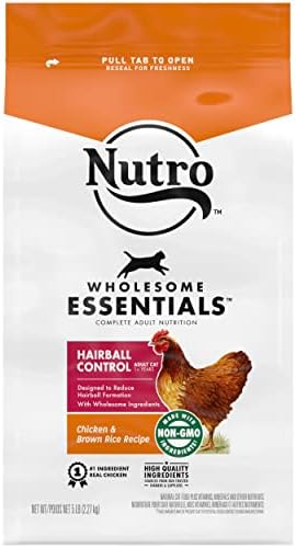  NUTRO WHOLESOME ESSENTIALS Adult Hairball Control Natural Dry Cat Food Farm-Raised Chicken & Brown Rice Recipe, 14 Lb. Bag