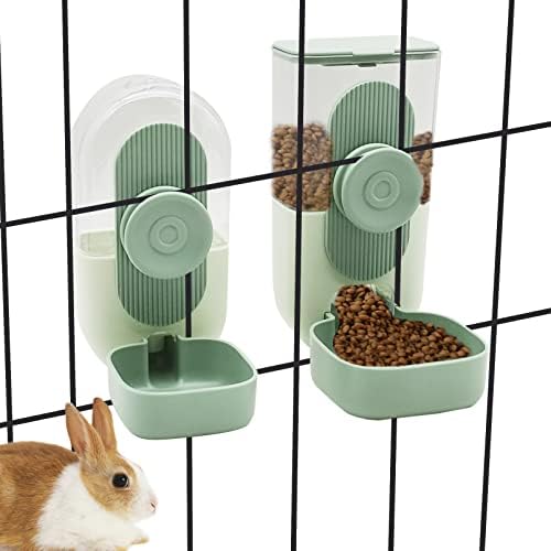  Kathson Hanging Automatic Food Water Dispenser Small Cat Feeder And Water Dispenser Gravity Auto Feeder And Waterer Set For Rabbit Chinchilla Guinea Pig Hedgehog Ferret Kitty Puppy