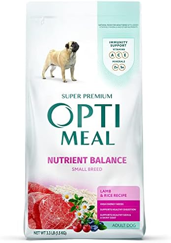  OPtimeal Small Breed Dog Food - Proudly Ukrainian - Nutrient Balance Dry Small Dog Food High-Protein To Support Healthy Digestion And Joint Health (3.3lbs, Lamb & Rice)