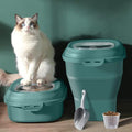  PETILALA Collapsible Dog Food Storage Container, 30Lbs Capacity Large Plastic Dog Cat Food Storage Containers With Airtight Lids/Measuring Scoop/Wheels, 48Qt Leakproof Airtight Sealed Dispenser Bin