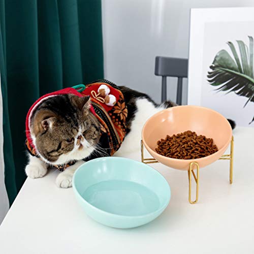  Balacoo Ceramic Water Bowl Ceramic Pet Food Bowl Cat Feeding Dishes With Stand Elevated Cat Bowl For Protective Cat Dog Neck Water Feeder Bowl (15X15CM 300ML) Ceramic Cat Bowls