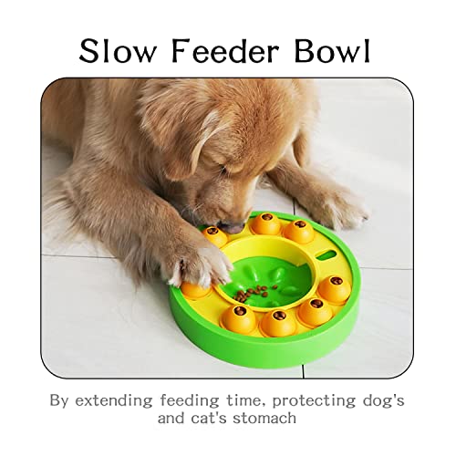 GENERIC Dog Cat Puzzle Toys, Cat Kitten Brain Toys Mentally Stimulation Toys Puzzle Feeder, Interactive Dog Cat Toys, Treat Dispenser Chew Toy Games, Dispensing Bowl Gifts For Puppy (Green And Yellow)