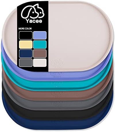  Yacee Silicone Dog Food Mat Waterproof, Easy Clean In Dishwasher, Pet And Cat Mats 0.5" Raised Edges, Placemat Tray To Stop Food Spills And Water Bowl Messes On Floor Large (Small, Black)