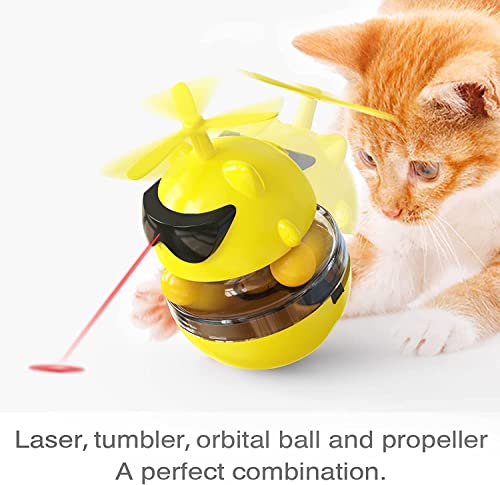  PUINGREN Cat Food Tumbler Toys Cat Food Dispenser Cat Treat Toys Cat Food Balance Ball,Cat Food Puzzle Feeder For Indoor Cats InteractiveToy Gift For Kitten/Dogs-USB Charging Cat Toys(Yellow)