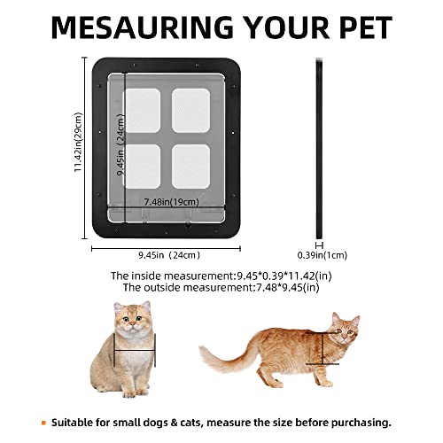  Cat Screen Door, Bautizadod Inside Opening 9.45 * 7.48 Inches Pet Door For Screen Door, Pet Door Magnetic Baffle, Automatic Adjustable Lockable Black Door For Puppy Dog And Cat Door, Easy To Install.