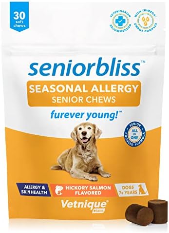  Vetnique Labs Seniorbliss Aging Dog (7+) Senior Dog Vitamins And Supplements, Supports Heart, Allergy, Arthritis, Skin And Coat - Furever Young (Probiotic Chew, 30ct)