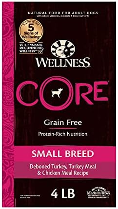  Wellness CORE Grain-Free High-Protein Small Breed Dry Dog Food, Natural Ingredients, Made In USA With Real Meat (Adult, Healthy Weight, 12-Pound Bag)