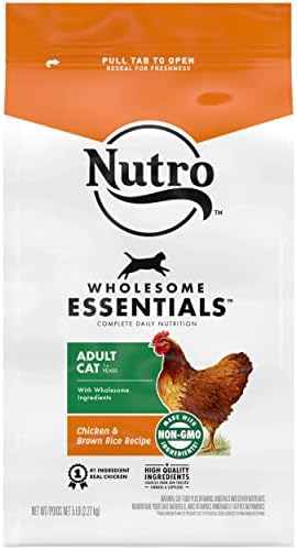  NUTRO WHOLESOME ESSENTIALS Natural Dry Cat Food, Adult Cat Chicken & Brown Rice Recipe Cat Kibble, 5 Lb. Bag