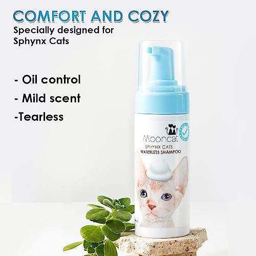 Mooncat Waterless Cat Shampoo, Licking Safe Dry Shampoo For Sphynx Cats, No Rinse Foam Cat Bath, Grooming For Cat, Kitten Sensitive Skin, Paraben Free, Oil Control, PH Balanced (5 Oz) Shampoo ONLY