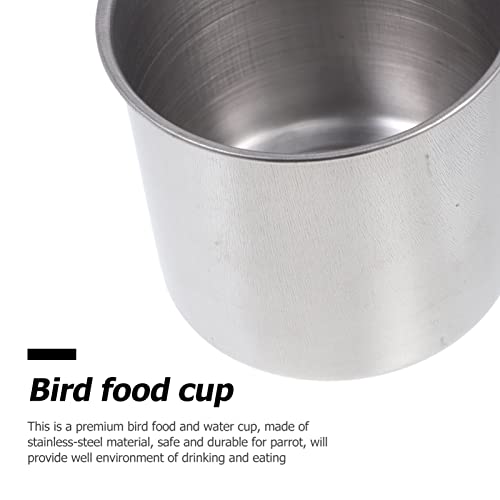  BIENKA 1pc Outdoor Pigeon Hanging African Water Cm Basket Food Feeding Gray Holder Attracting Bowl Cage Double Container Parrot With Birds Feeder Waterer Clip Supplies Drinking Stainless Bowl