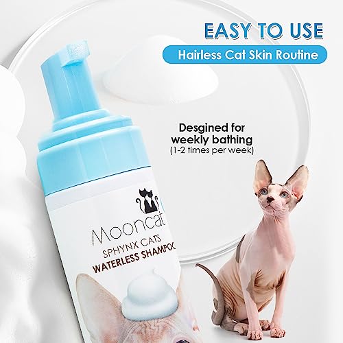  Mooncat Waterless Cat Shampoo, Licking Safe Dry Shampoo For Sphynx Cats, No Rinse Foam Cat Bath, Grooming For Cat, Kitten Sensitive Skin, Paraben Free, Oil Control, PH Balanced (5 Oz) Shampoo ONLY