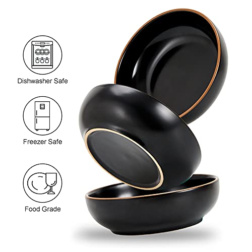  LETITBE Ceramic Cat Bowls Set, 5.3 Inch Cat Food Bowls, Cat Dishes For Indoor Cat, Pet Kitten Food Bowl, Cat Food Dish Small Animal Pet Bowls, Matte Black