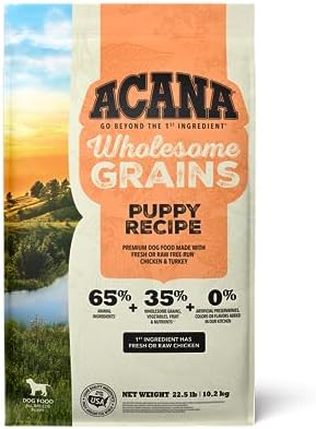  ACANA Wholesome Grains Dry Dog Food, Puppy Recipe, Real Chicken, Eggs And Turkey Dog Food Recipe, 11.5lb
