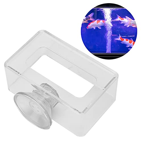  ESAAH Fish Food Feeding Ring Fish Safe Floating Food Feeder Square Transparent With Cup For Aquarium Fish Tank (Size : S 6x10x4cm)