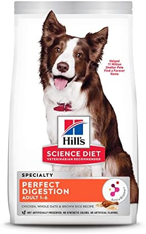  Hill's Science Diet Dry Dog Food, Adult, Perfect Digestion, Chicken, Brown Rice, & Whole Oats Recipe, 3.5 Lb. Bag