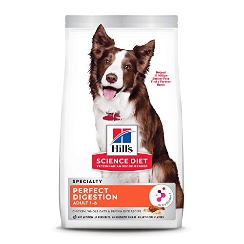  Hill's Science Diet Dry Dog Food, Adult, Perfect Digestion, Chicken, Brown Rice, & Whole Oats Recipe, 3.5 Lb. Bag