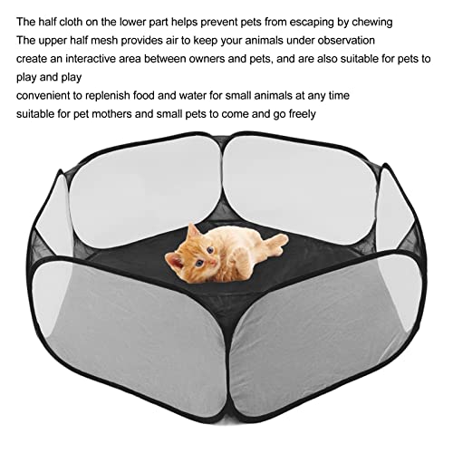  Small Animal Playpen, Breathable Foldable Small Pet Cage Tent For Outdoor Indoor Guinea Pig Rabbits Hamster Chinchillas Hedgehogs Black
